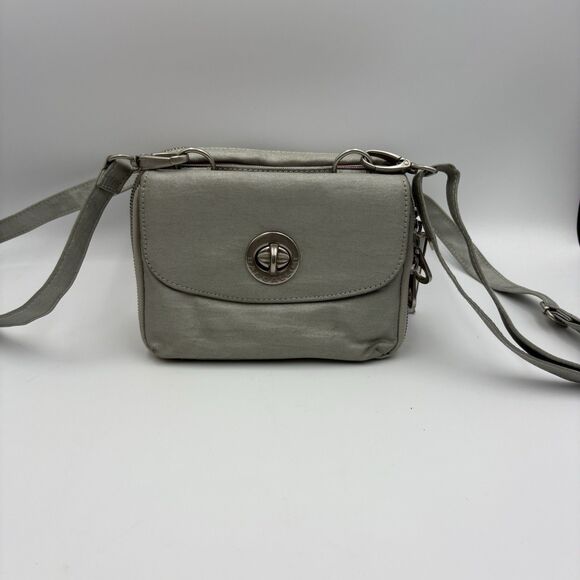 Baggallini Gray Crossbody Purse Bag Two Zippers With Pockets - Picture 1 of 8